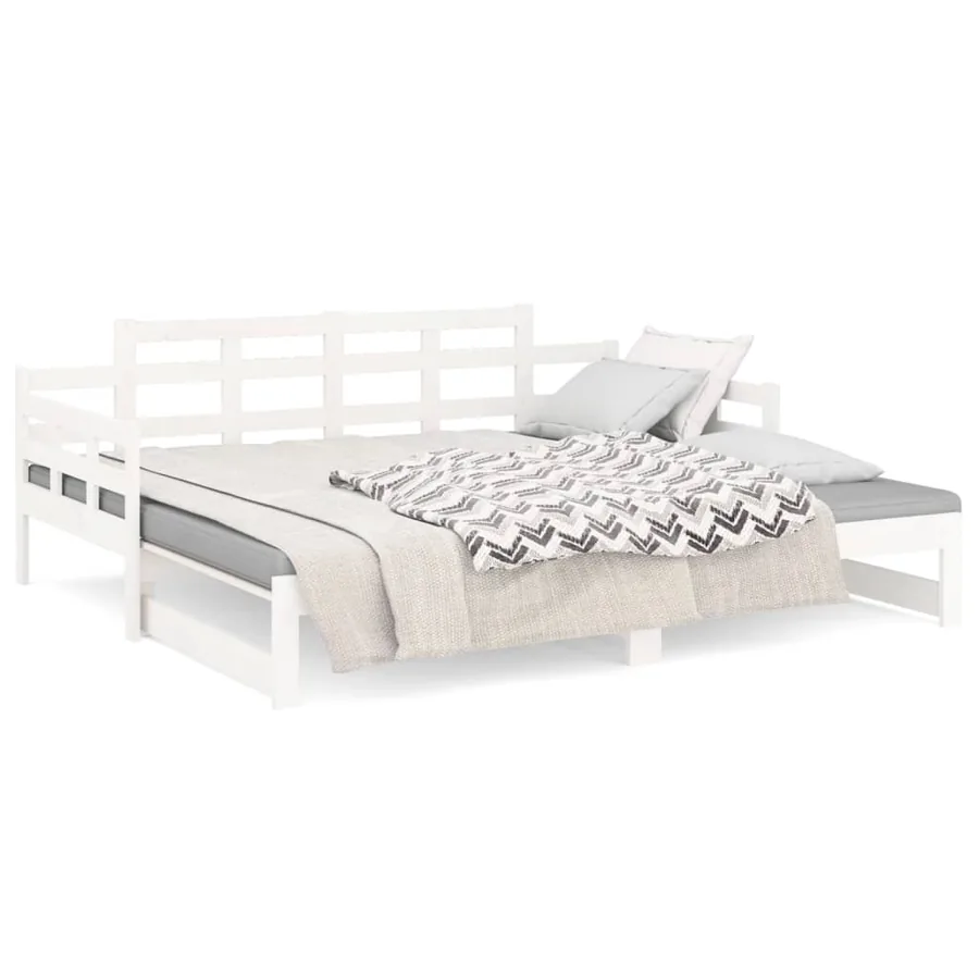 Lit coulissant sans matelas blanc 2x(90x190) cm - 7