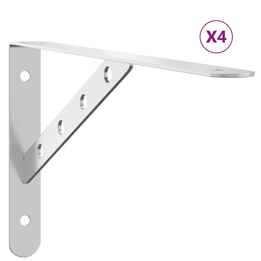 Supports d'étagères 4pcs 30x2,5x15,5cm argenté acier inoxydable - 2