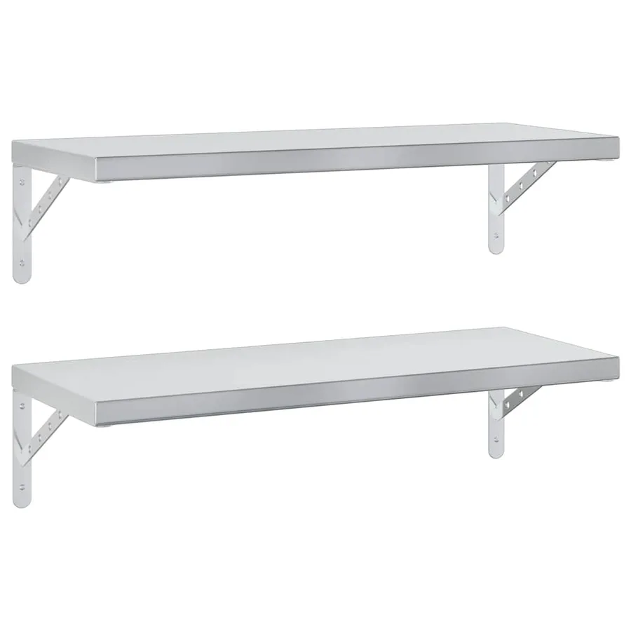 Étagères murales 2 pcs 75x30 cm argenté acier inoxydable - 2