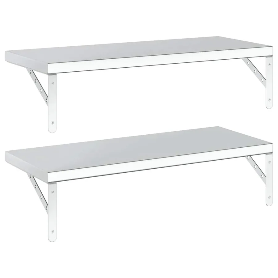 Étagères murales 2 pcs 75x30 cm argenté acier inoxydable - 7
