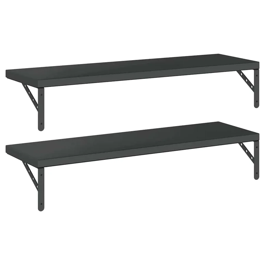 Étagères murales 2 pcs 100x30 cm noir acier inoxydable - 7