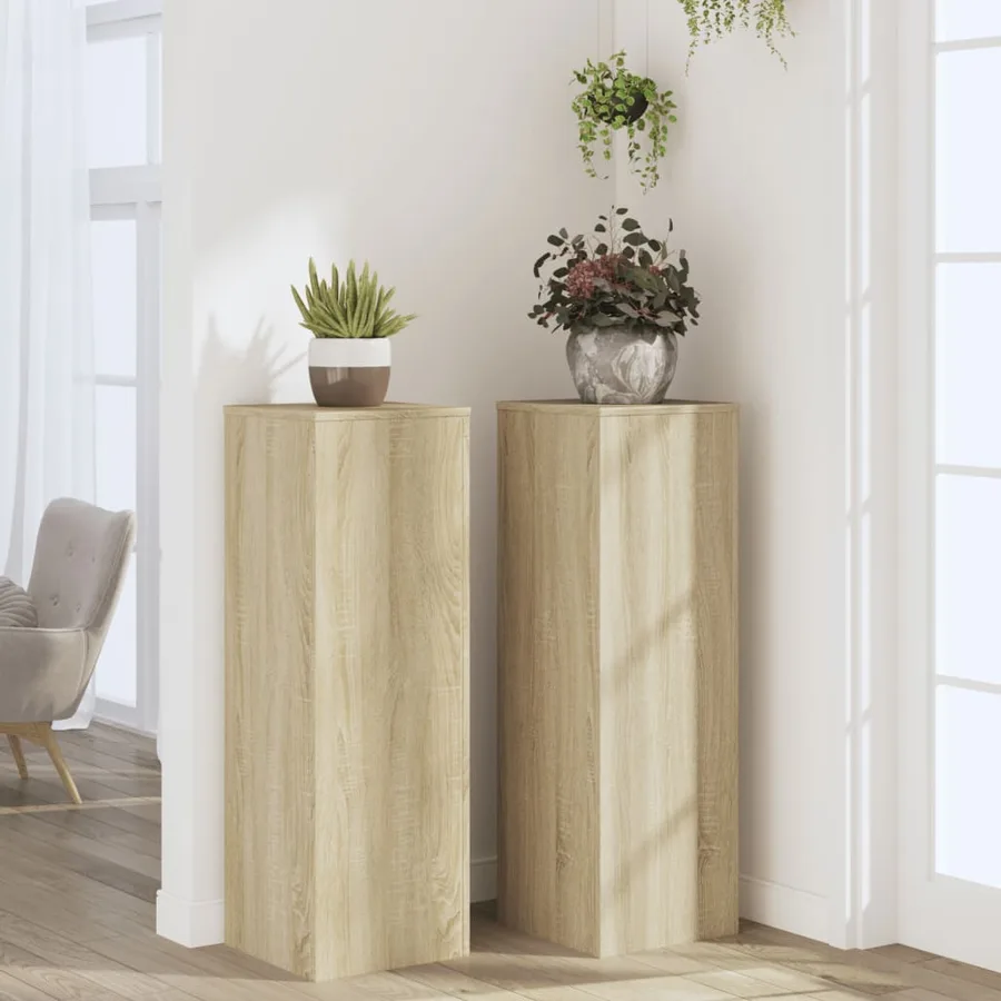 Supports pour plantes 2 pcs chêne sonoma bois d'ingénierie - 3