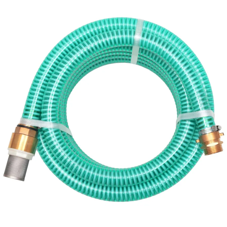 Tuyau d'aspiration avec raccords en laiton 10 m 25 mm Vert
