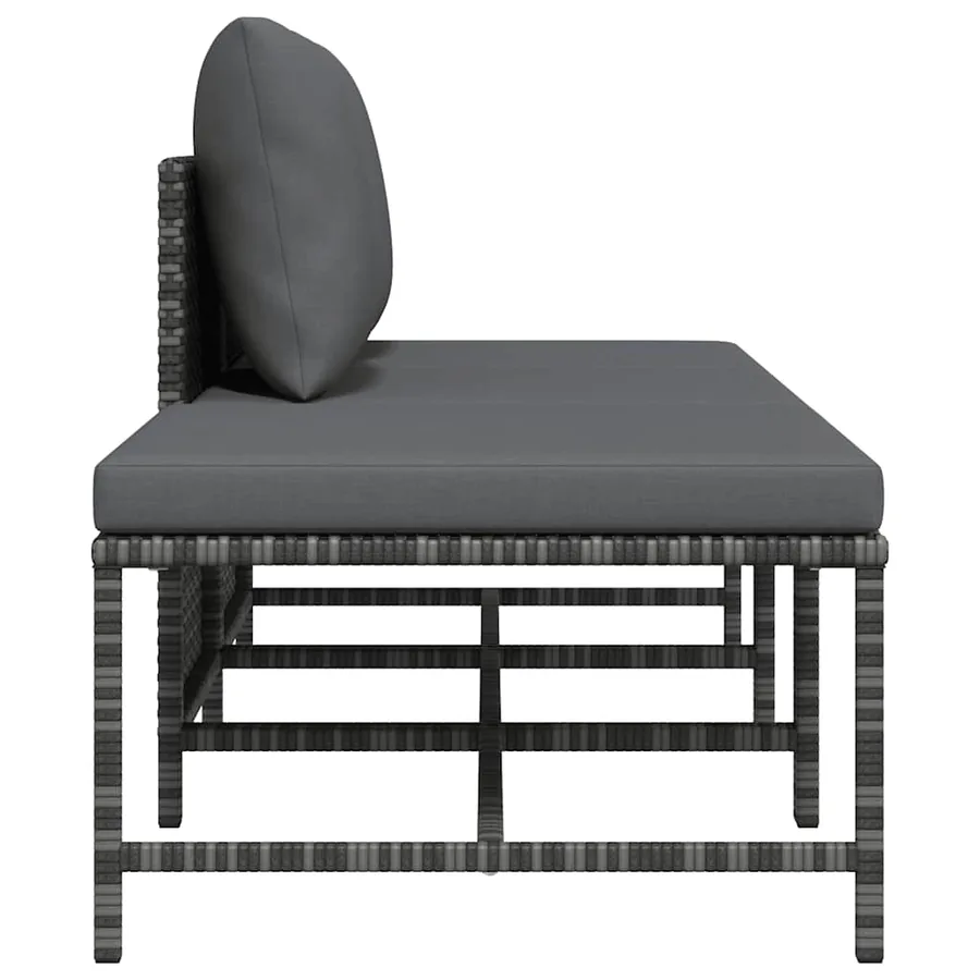Salon de jardin 3 pcs avec coussins Gris Résine tressée - 5