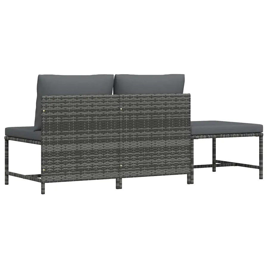 Salon de jardin 3 pcs avec coussins Gris Résine tressée - 6