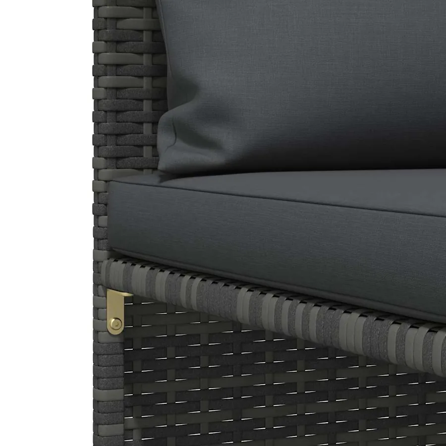 Salon de jardin 3 pcs avec coussins Gris Résine tressée - 7