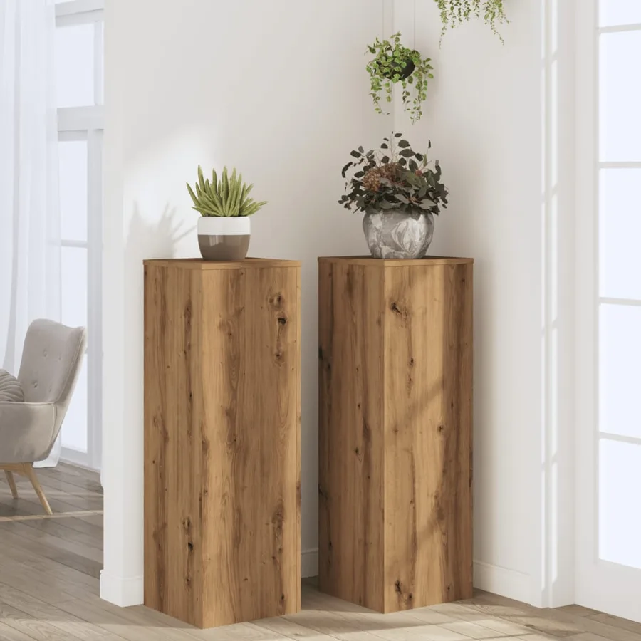 Supports pour plantes 2 pcs chêne artisanal bois d'ingénierie - 3