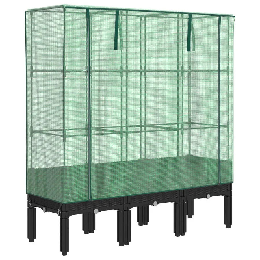 Jardinière surélevée avec housse aspect rotin 120x40x140 cm - 2