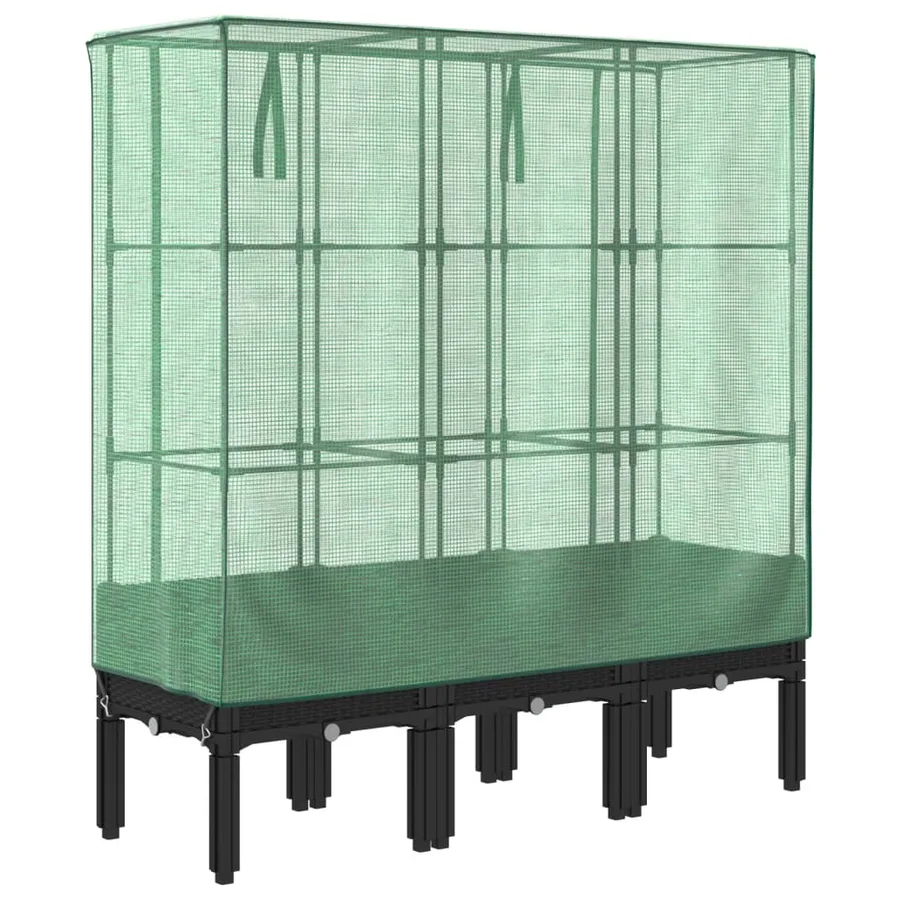 Jardinière surélevée avec housse aspect rotin 120x40x140 cm - 6