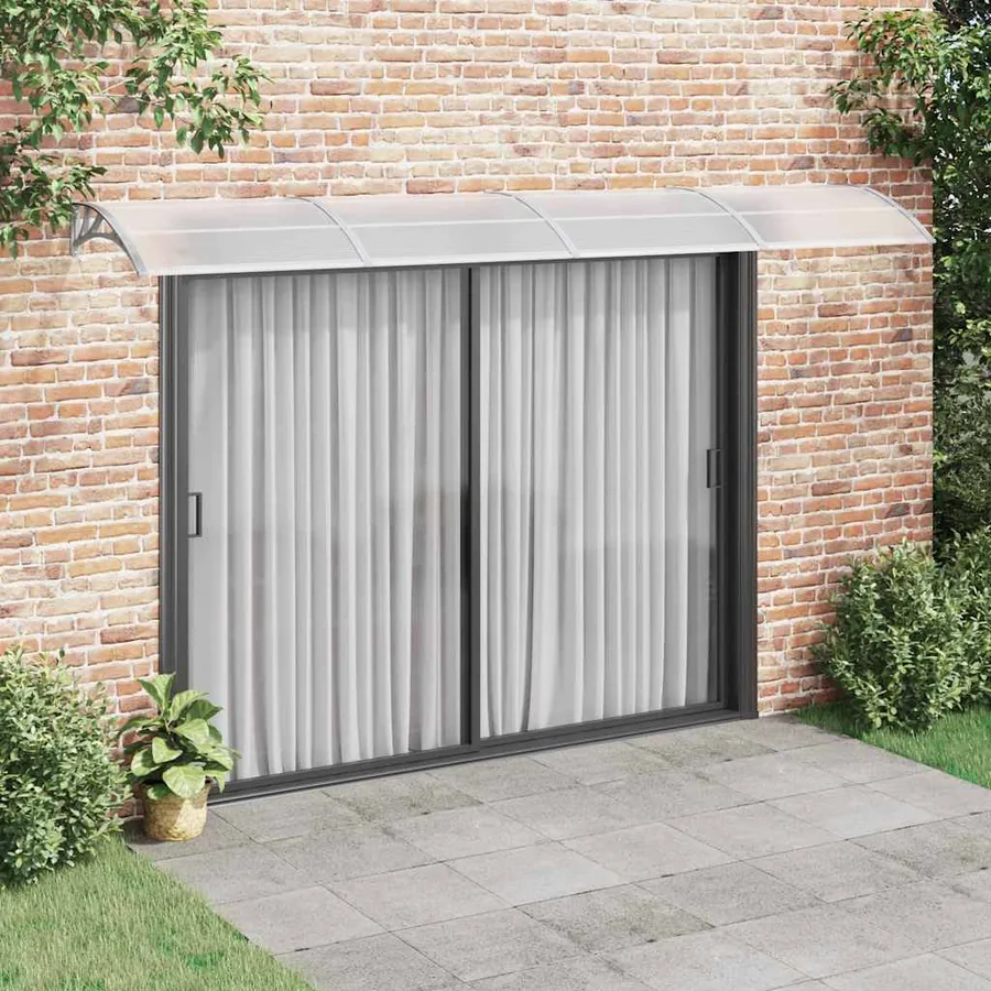 Auvent de porte gris 400 x 100 cm Polycarbonate