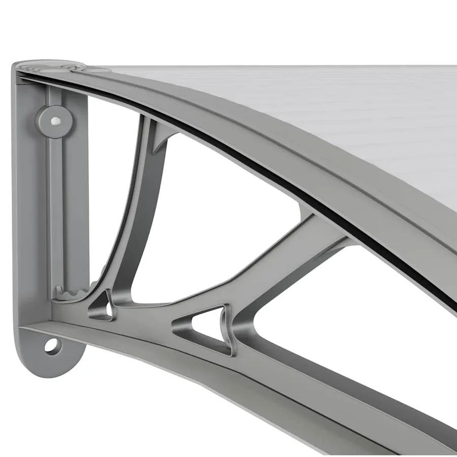 Auvent de porte gris 400 x 100 cm Polycarbonate - 6