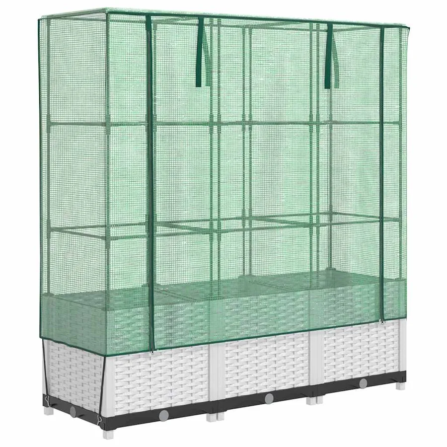 Jardinière surélevée avec housse aspect rotin 120x40x138 cm - 2