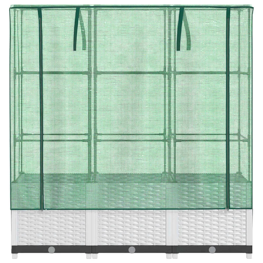 Jardinière surélevée avec housse aspect rotin 120x40x138 cm - 4