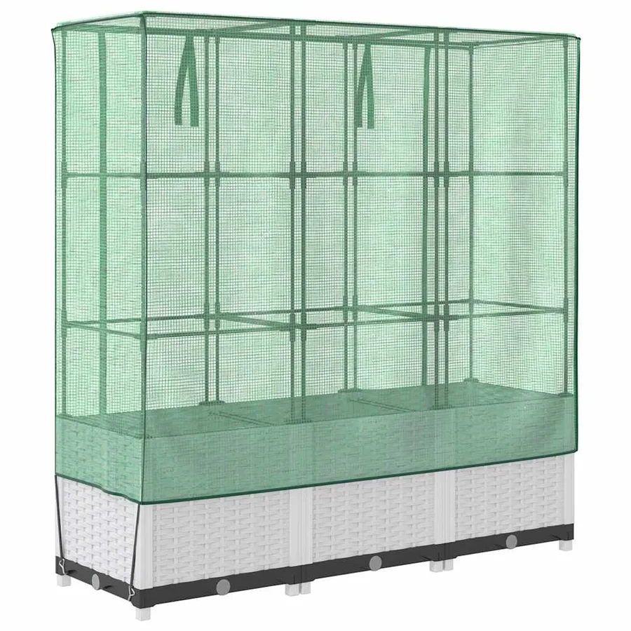 Jardinière surélevée avec housse aspect rotin 120x40x138 cm - 6