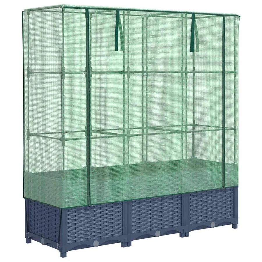 Jardinière surélevée avec housse aspect rotin 120x40x138 cm - 2