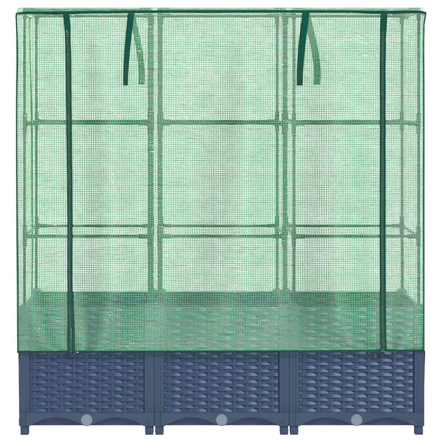 Jardinière surélevée avec housse aspect rotin 120x40x138 cm - 4