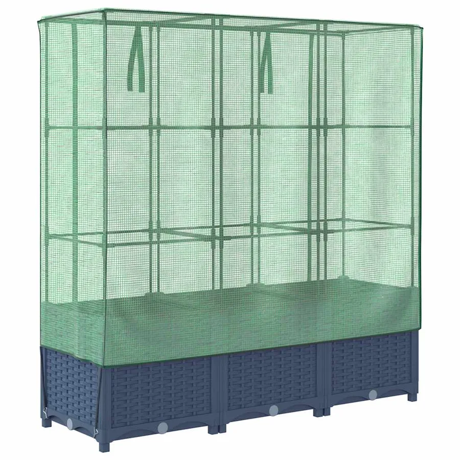 Jardinière surélevée avec housse aspect rotin 120x40x138 cm - 6
