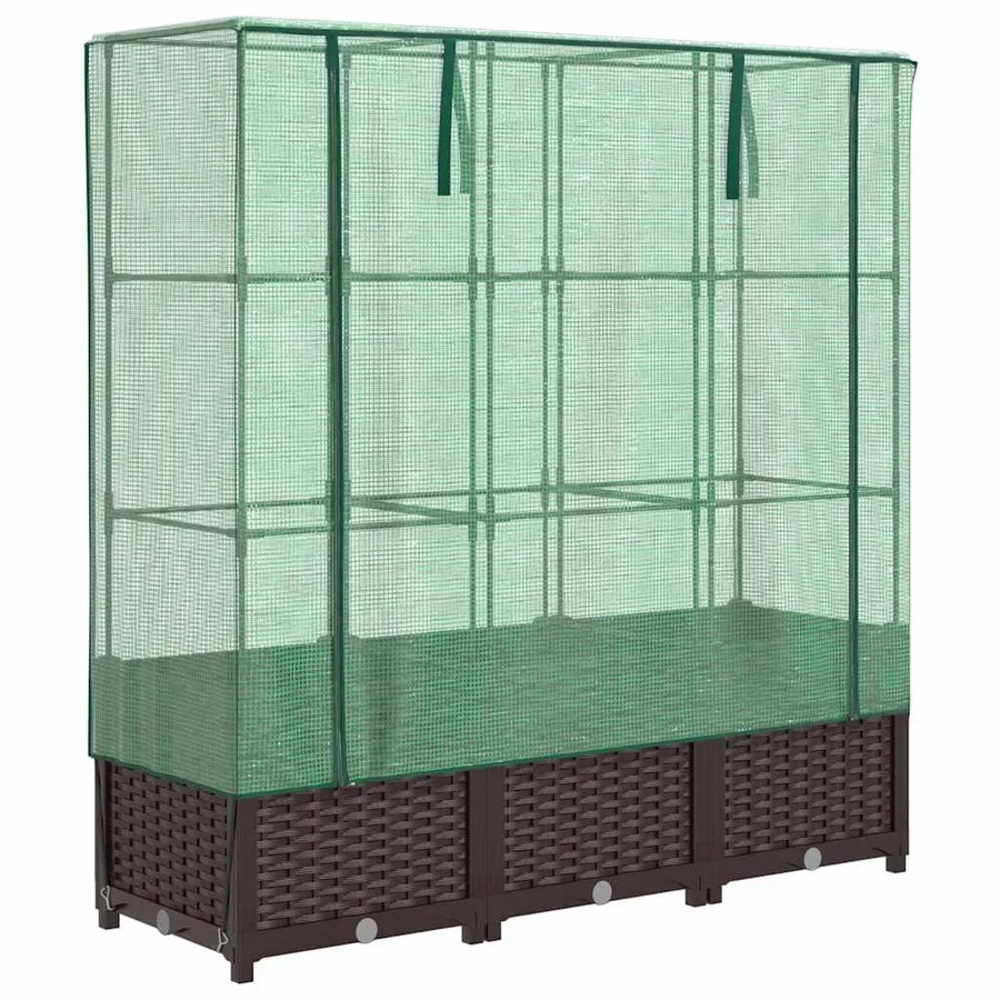 Jardinière surélevée avec housse aspect rotin 120x40x138 cm - 2