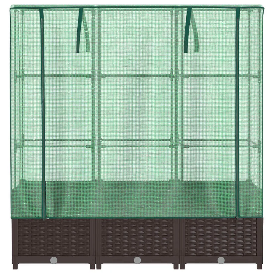 Jardinière surélevée avec housse aspect rotin 120x40x138 cm - 4