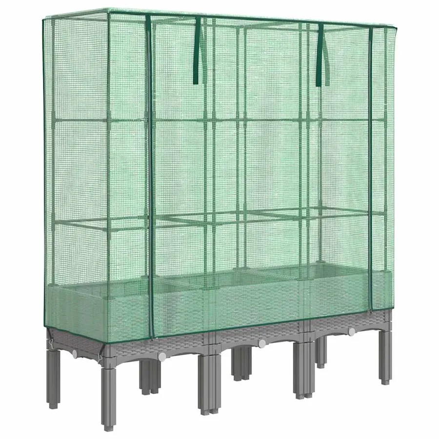 Jardinière surélevée avec housse aspect rotin 120x40x140 cm - 2