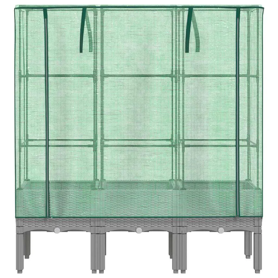 Jardinière surélevée avec housse aspect rotin 120x40x140 cm - 4