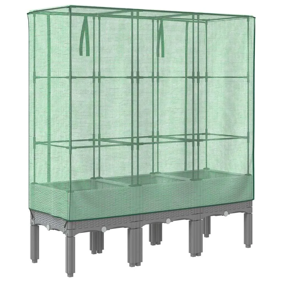 Jardinière surélevée avec housse aspect rotin 120x40x140 cm - 6