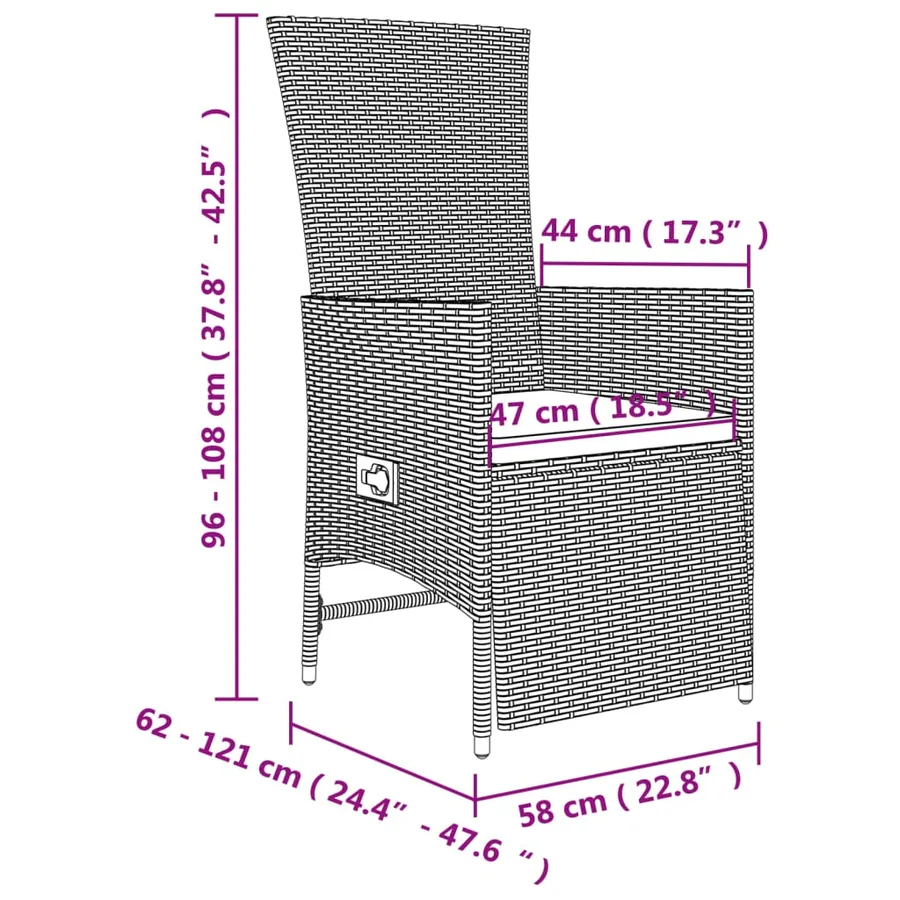 Ensemble à manger de jardin et coussins 3 pcs Beige poly rotin - 9
