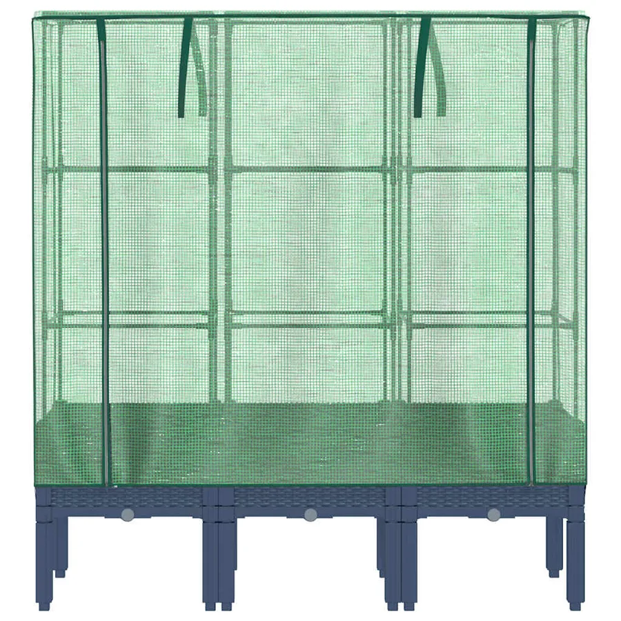 Jardinière surélevée avec housse aspect rotin 120x40x140 cm - 4