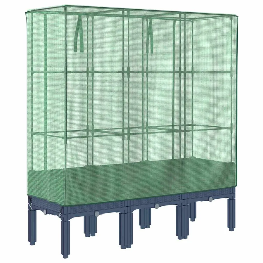 Jardinière surélevée avec housse aspect rotin 120x40x140 cm - 6