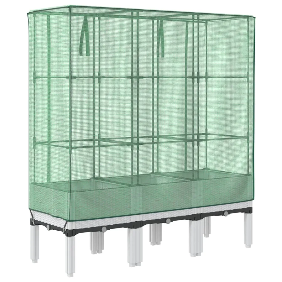 Jardinière surélevée avec housse aspect rotin 120x40x140 cm - 6
