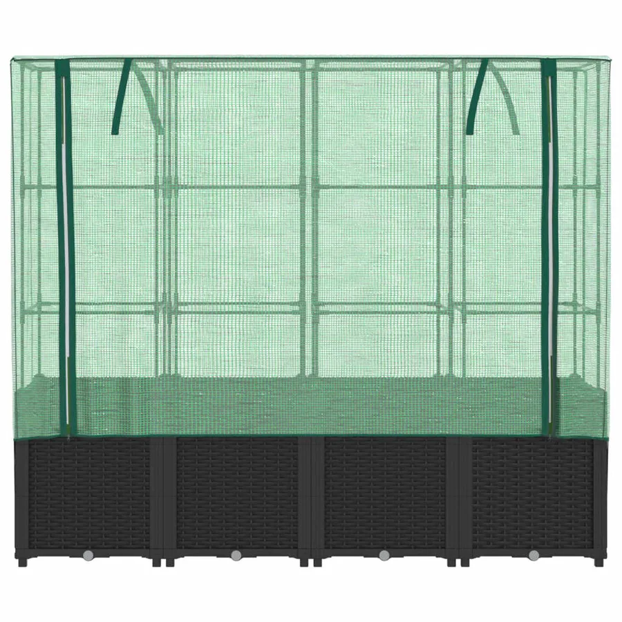 Lit surélevé avec housse de serre aspect rotin 160 x 40 x 153 cm - 4