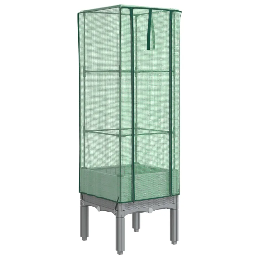 Jardinière surélevée avec housse aspect rotin 40x40x140 cm - 2