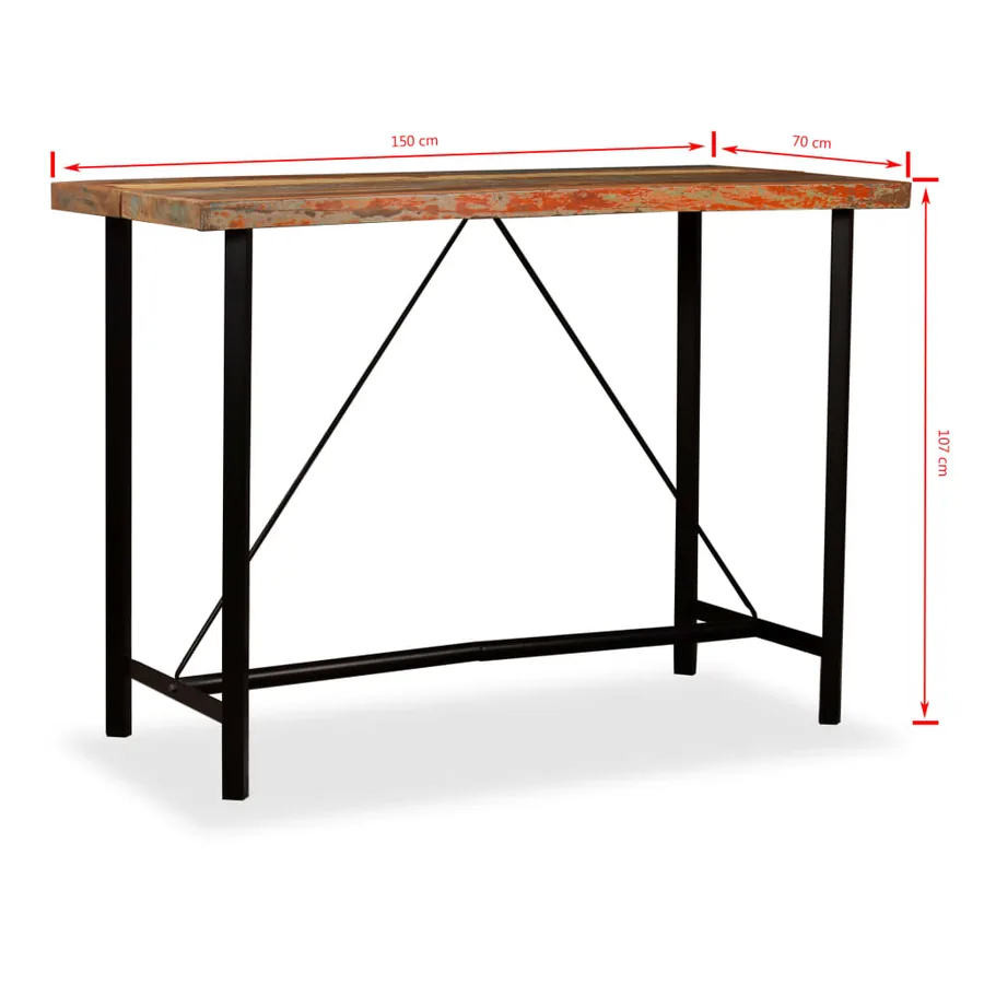 Table de bar Bois massif de récupération 150 x 70 x 107 cm - 13