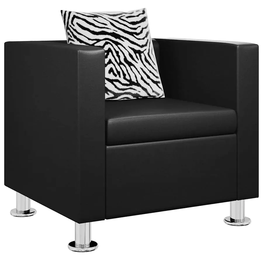 Fauteuil noir similicuir - 2