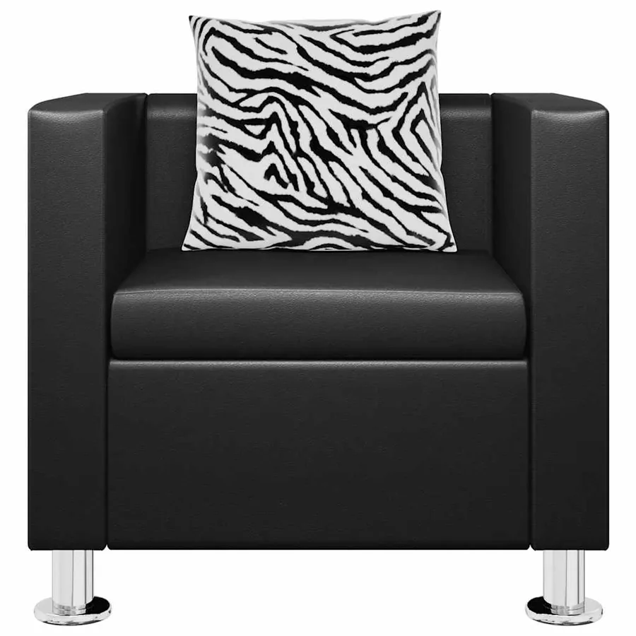 Fauteuil noir similicuir - 3