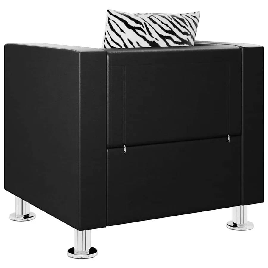Fauteuil noir similicuir - 5