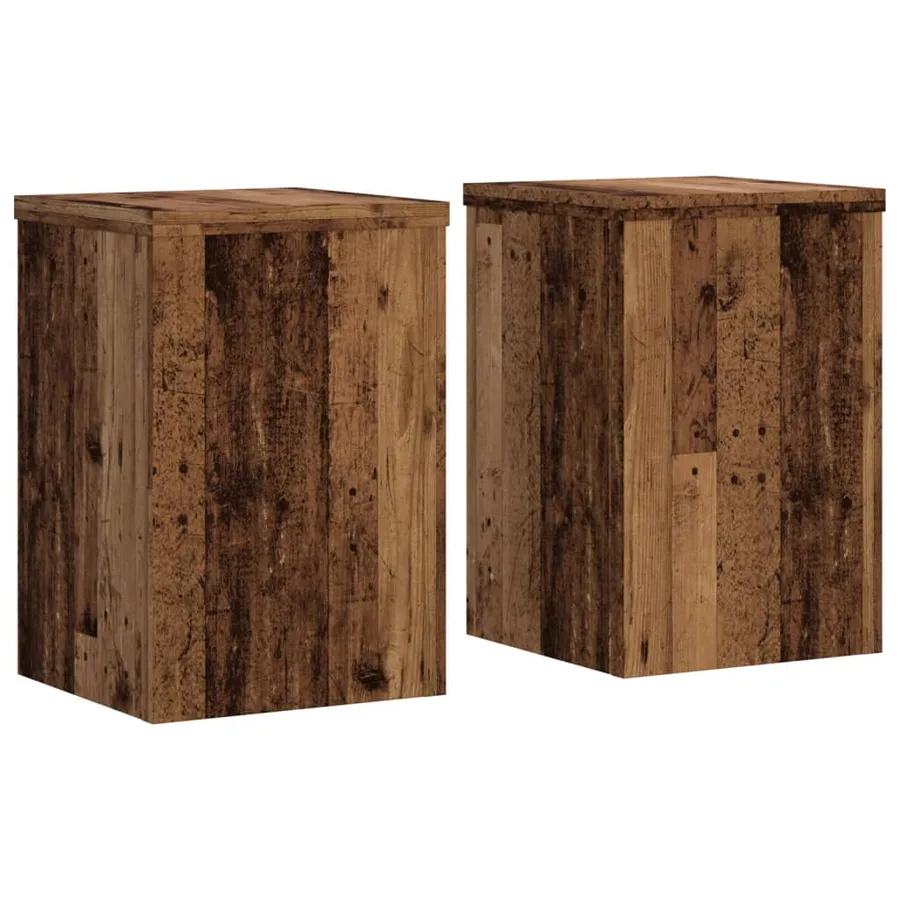 Supports pour plantes 2 pcs vieux bois bois d'ingénierie - 2