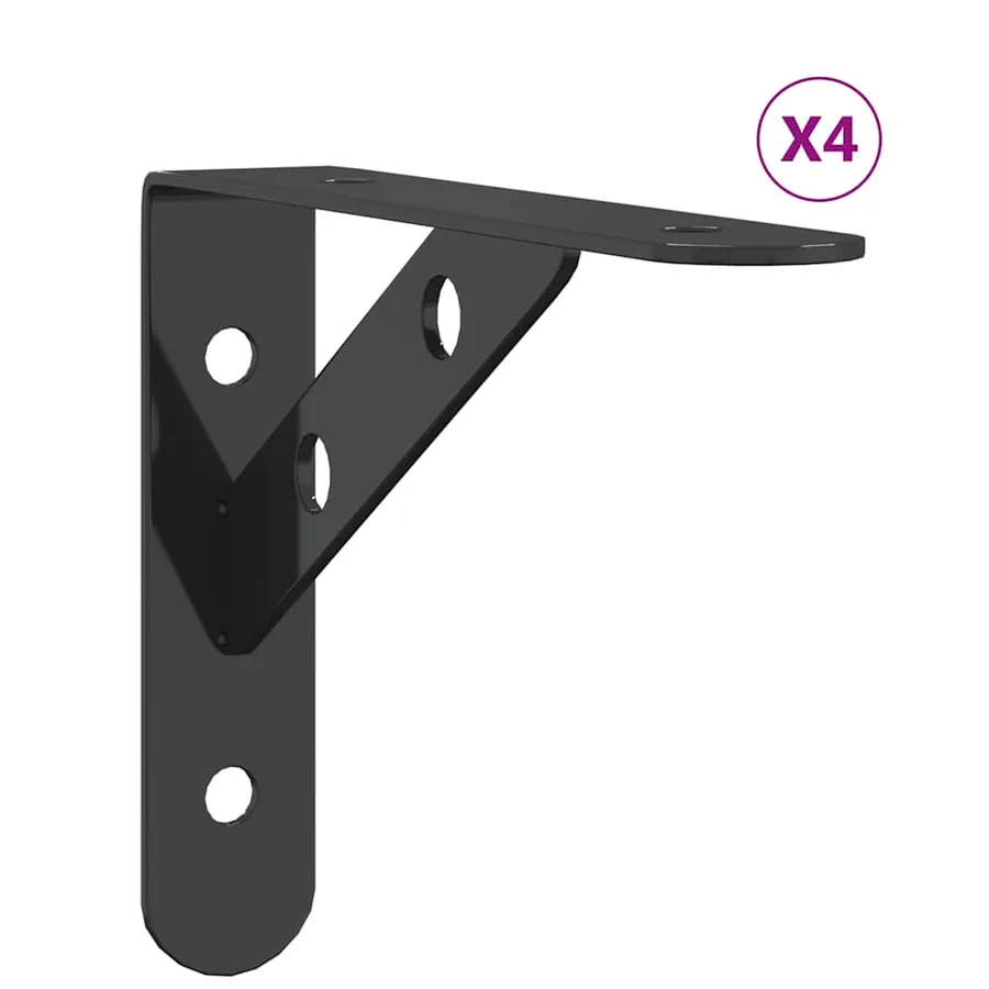 Supports d'étagères 4 pcs 15x2,5x11,5 cm noir acier inoxydable - 2