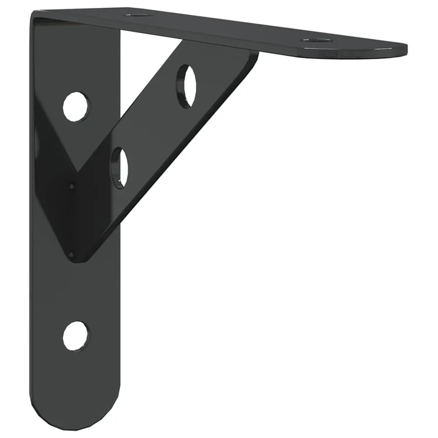 Supports d'étagères 4 pcs 15x2,5x11,5 cm noir acier inoxydable - 3