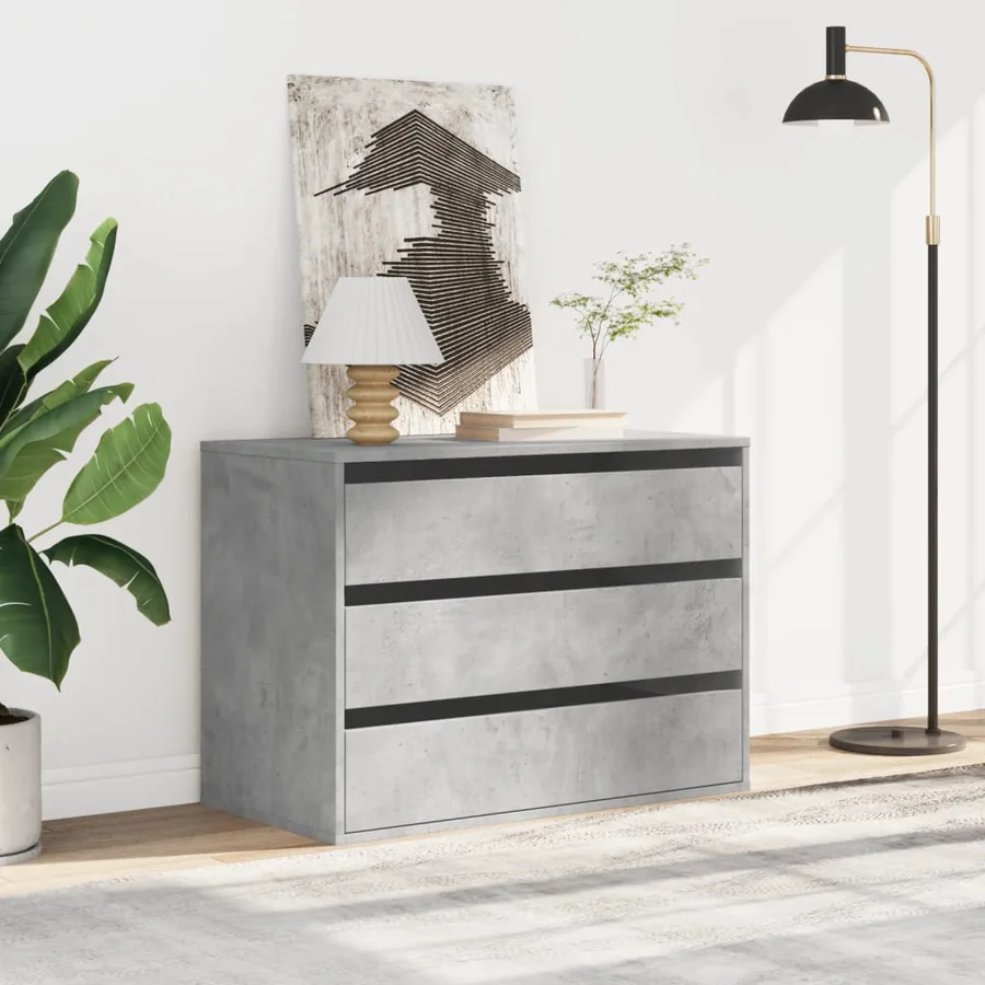 Commode d'angle gris béton 80x41x58 cm bois d'ingénierie - 3
