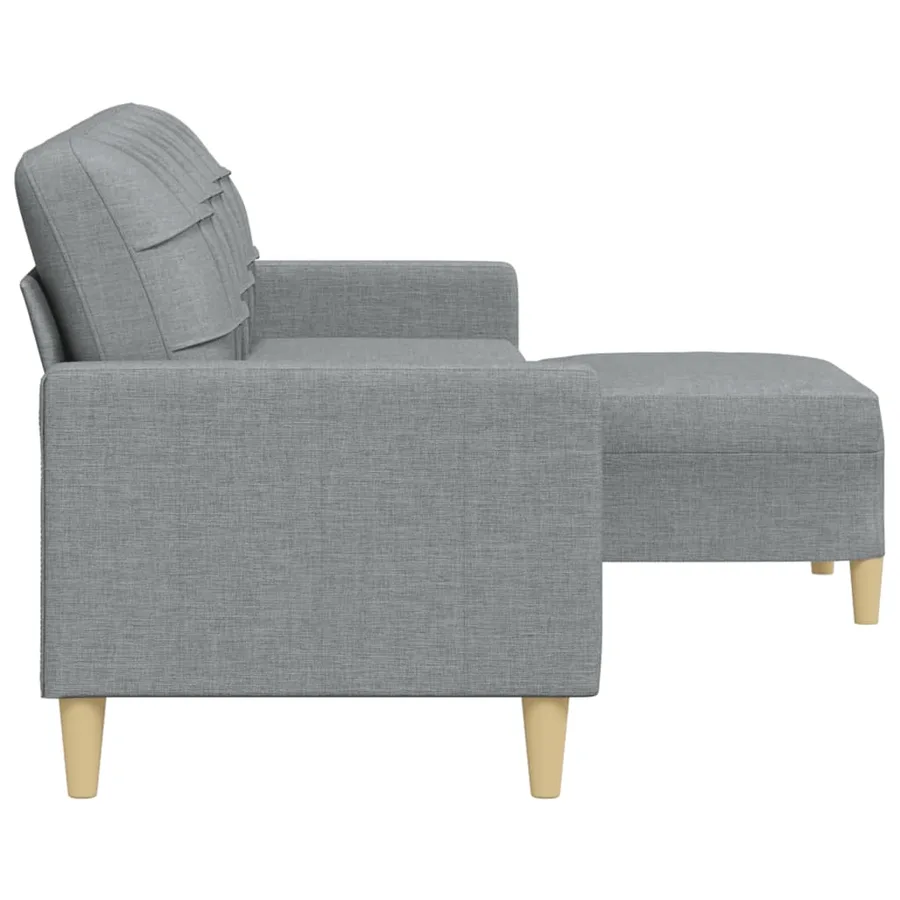 Canapé à 3 places avec repose-pieds Gris clair 210 cm Tissu - 4