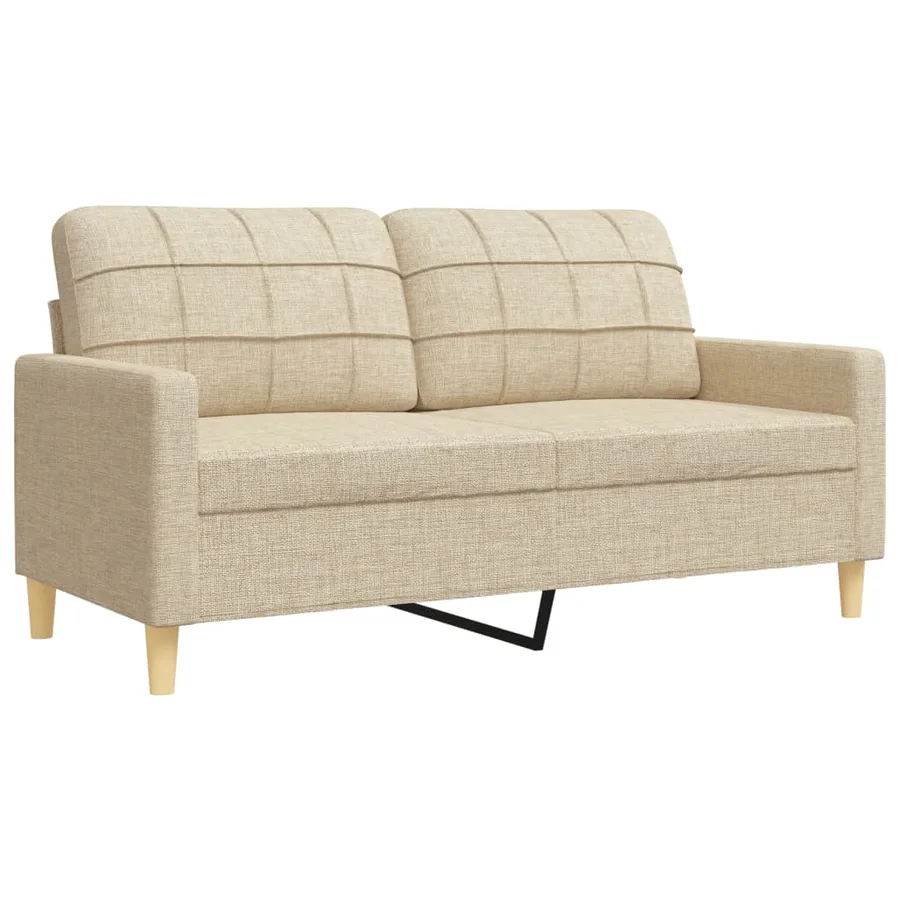 Ensemble de canapés 3 pcs avec coussins décoratifs crème tissu - 5
