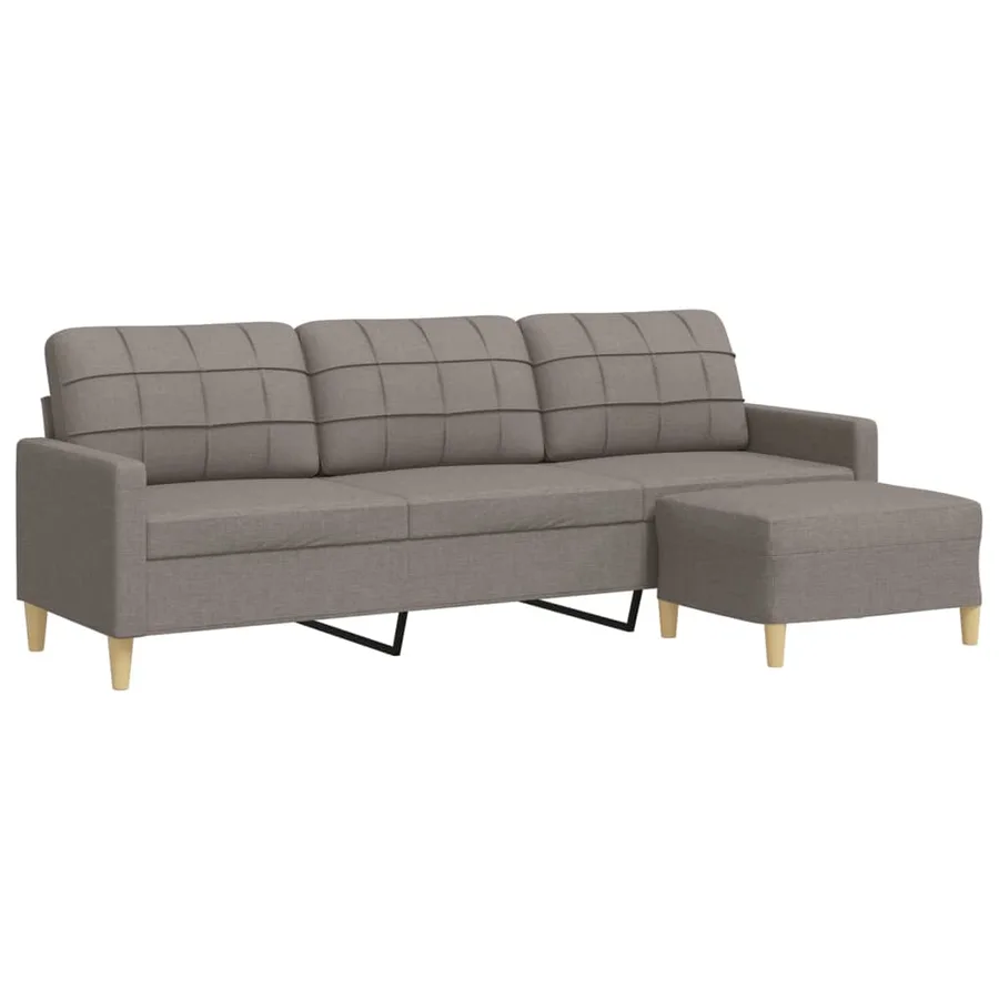 Canapé à 3 places avec repose-pieds Taupe 210 cm Tissu - 2