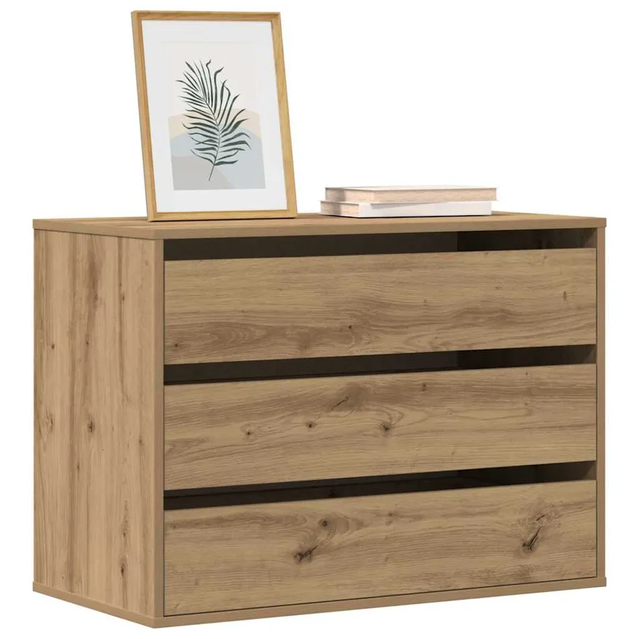 Commode d'angle chêne artisanal 80x41x58 cm bois d'ingénierie - 3