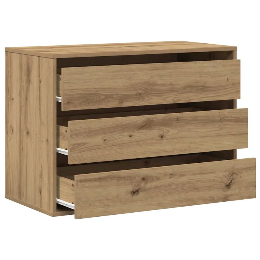 Commode d'angle chêne artisanal 80x41x58 cm bois d'ingénierie - 5
