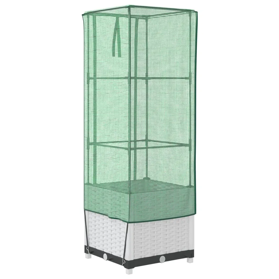 Jardinière surélevée avec housse aspect rotin 40x40x139 cm - 6