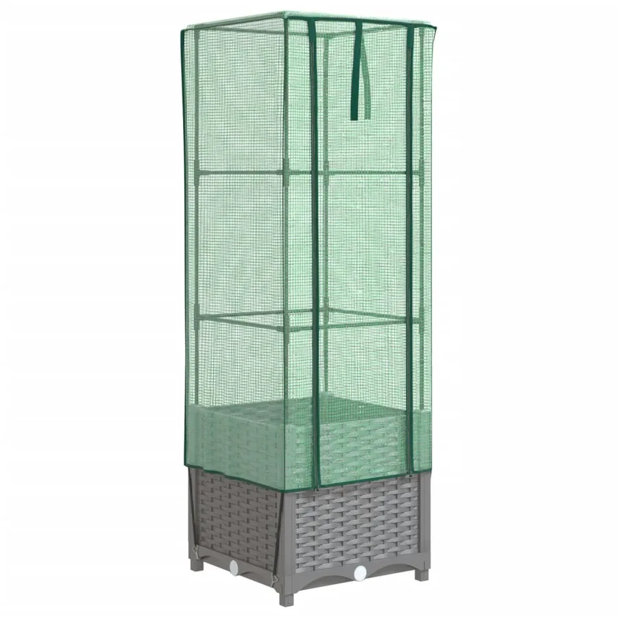 Jardinière surélevée avec housse aspect rotin 40x40x139 cm - 2
