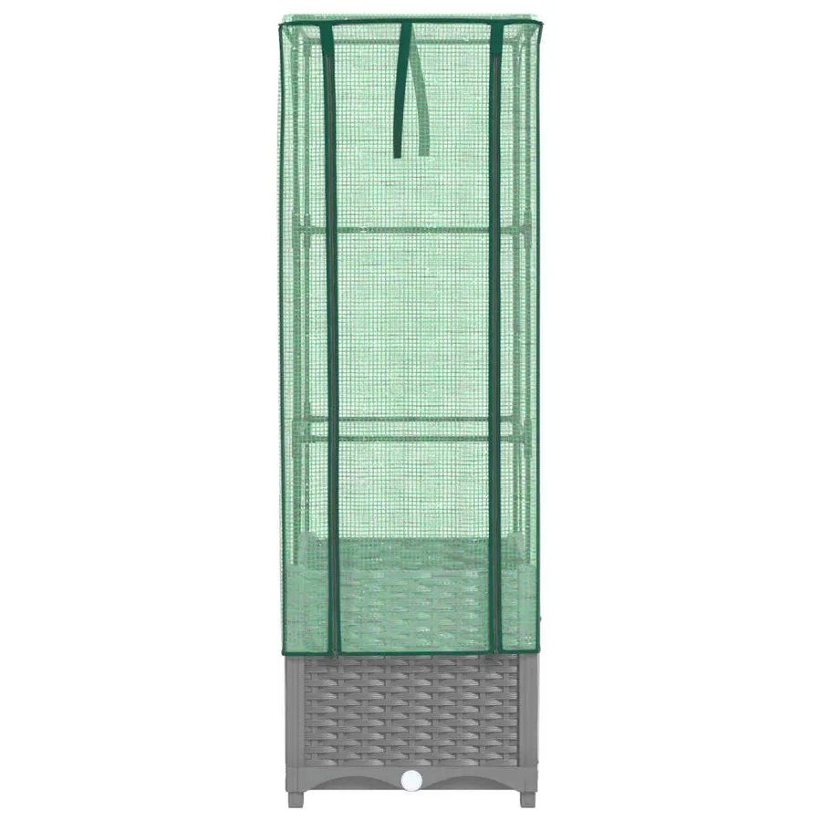 Jardinière surélevée avec housse aspect rotin 40x40x139 cm - 4