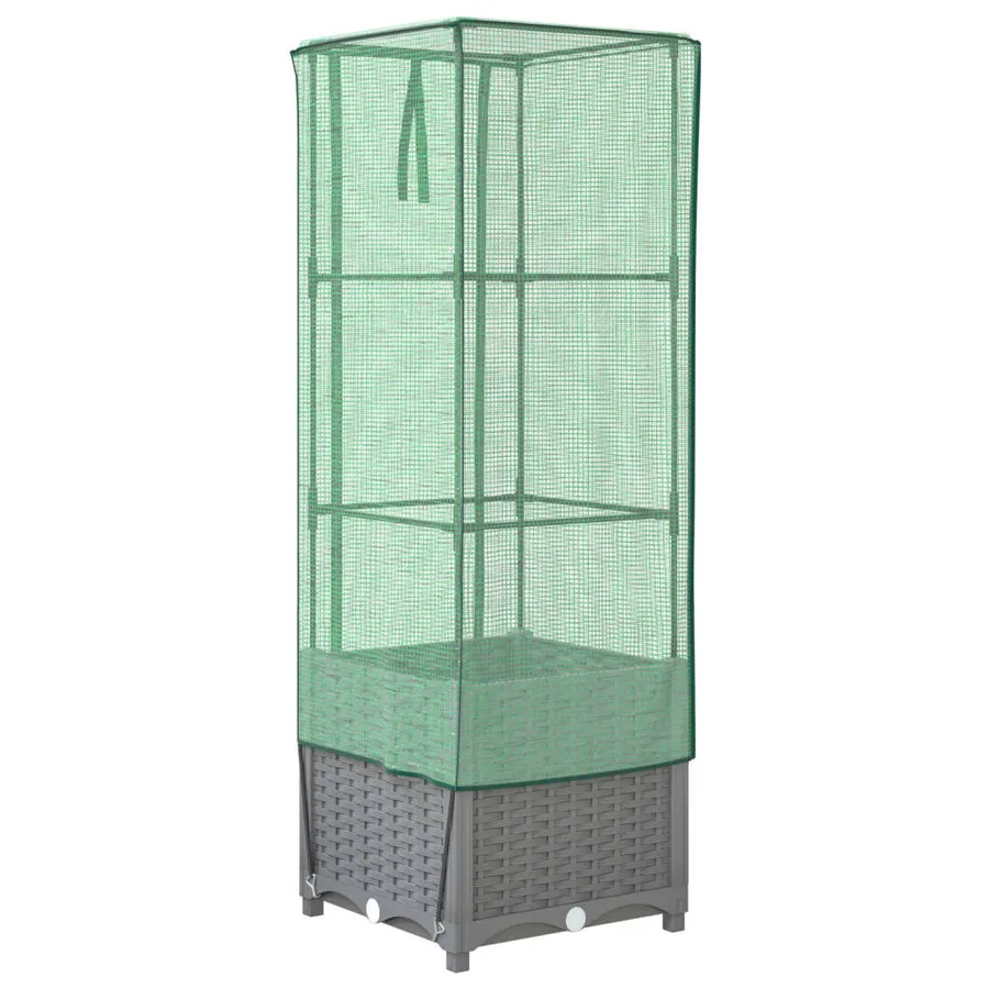Jardinière surélevée avec housse aspect rotin 40x40x139 cm - 6