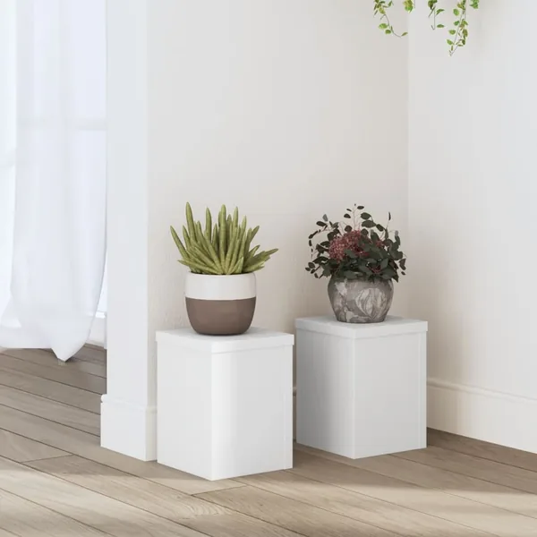 Supports pour plantes 2 pcs blanc 15x15x20 cm bois d'ingénierie